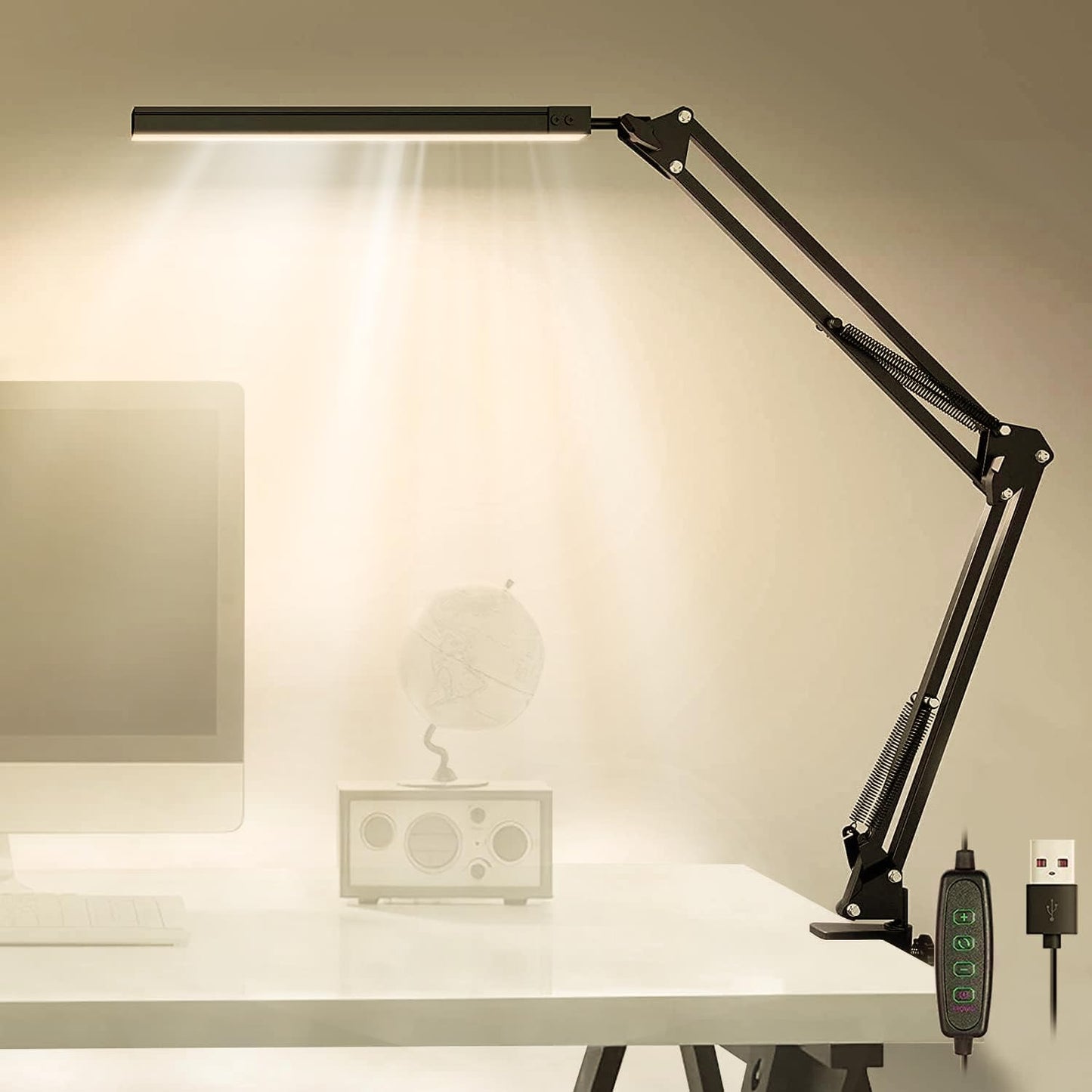 YESDEX Desk Lamp with Clamp Eye-Caring Clip-on Reading 3 Color Modes 10 NEW