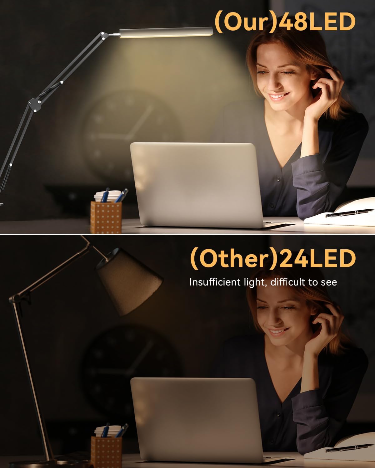 YESDEX Desk Lamp with Clamp Eye-Caring Clip-on Reading 3 Color Modes 10 NEW