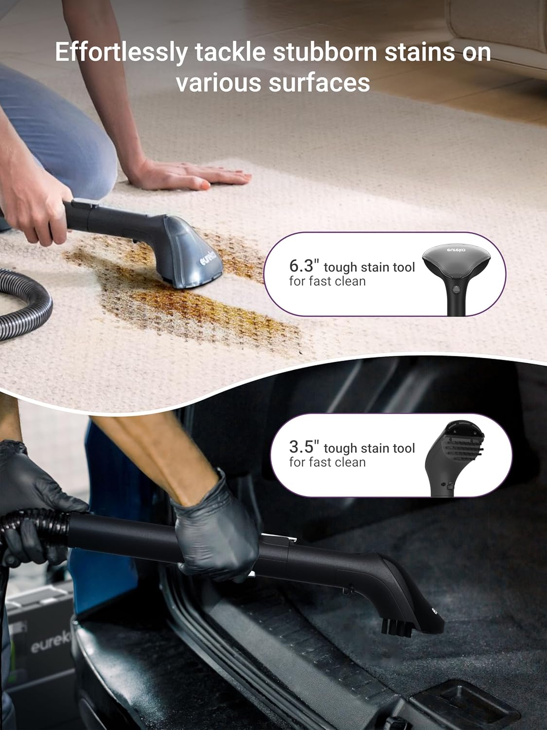 EUREKA Portable Vacuums Carpet and Upholstery Cleaner for Pet Stains, Black DEMO