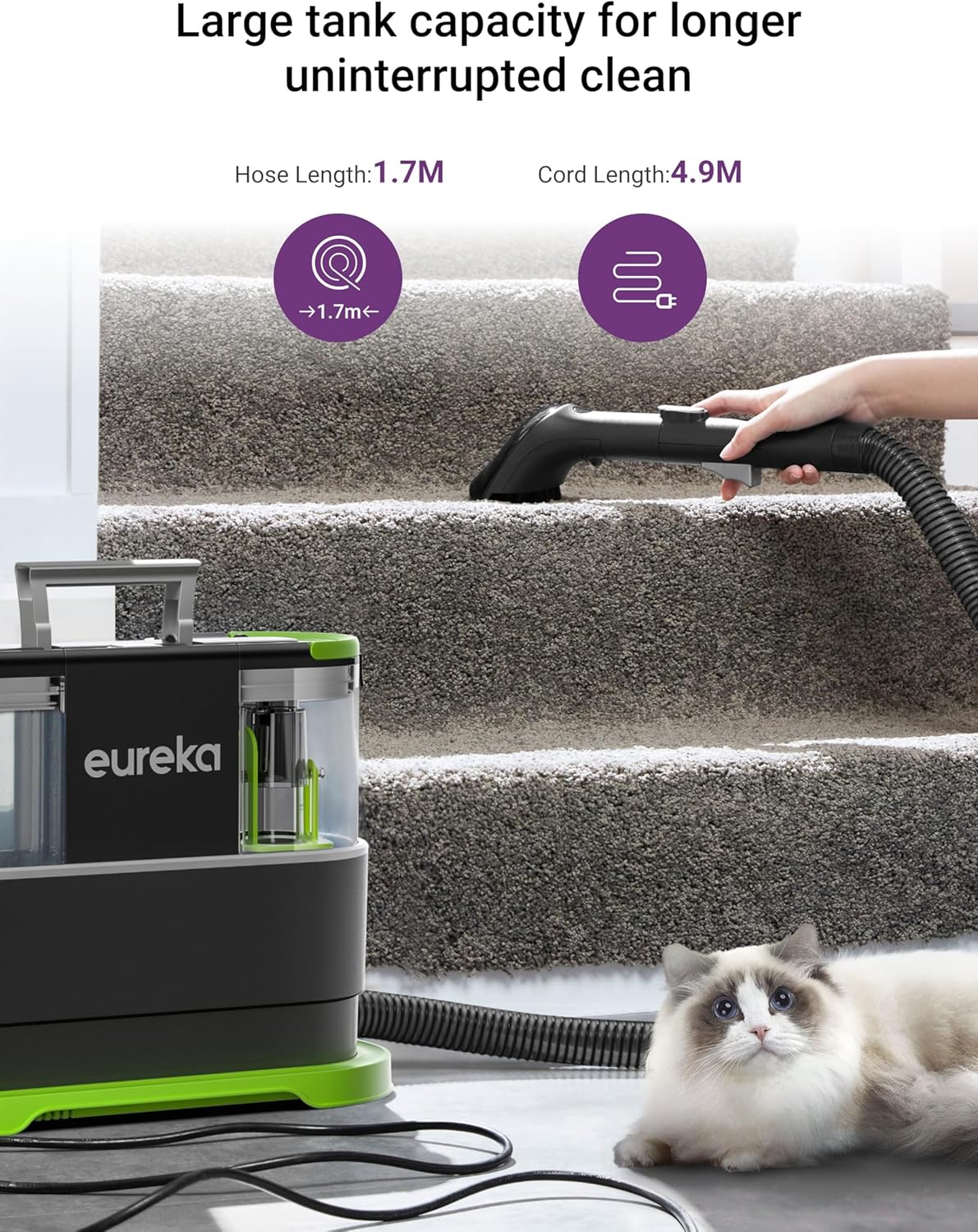 EUREKA Portable Vacuums Carpet and Upholstery Cleaner for Pet Stains, Black DEMO