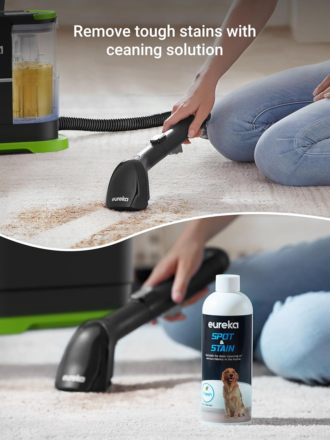 EUREKA Portable Vacuums Carpet and Upholstery Cleaner for Pet Stains, Black DEMO