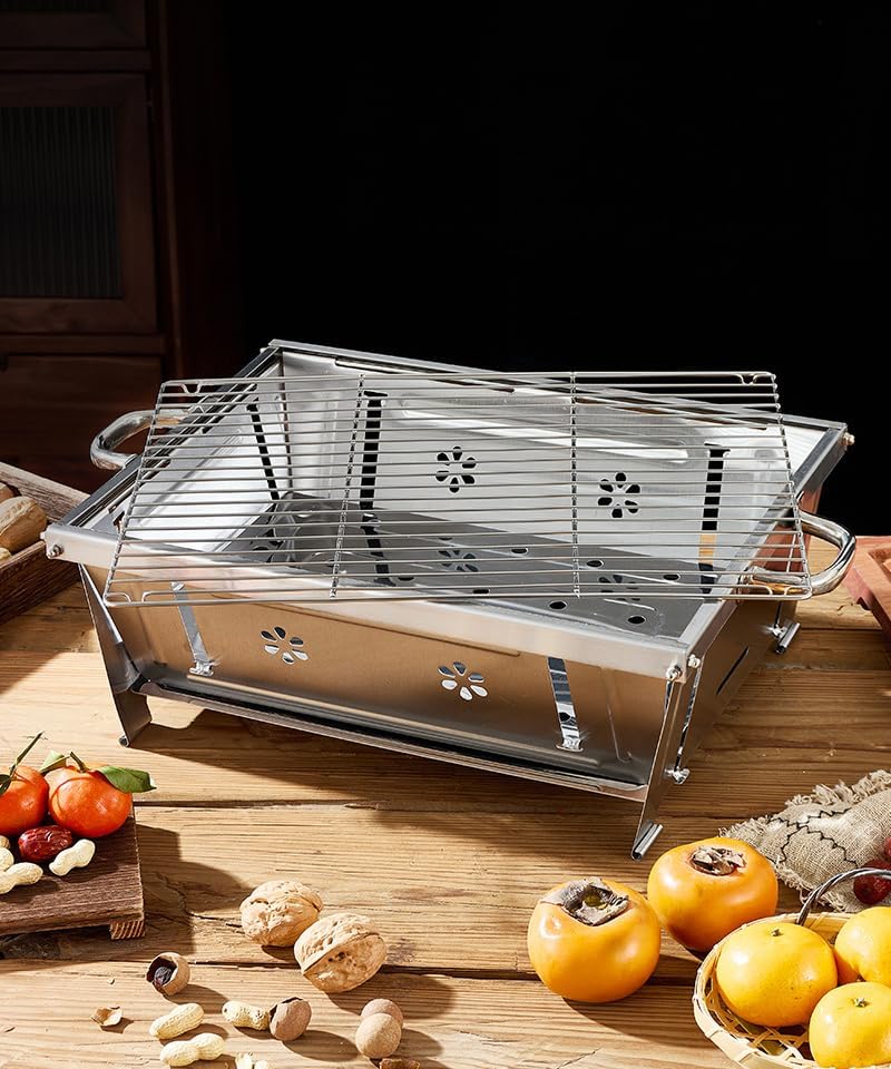 NNJIHU Portable Charcoal BBQ Grill Foldable Outdoor Garden Beach Lightweight NEW