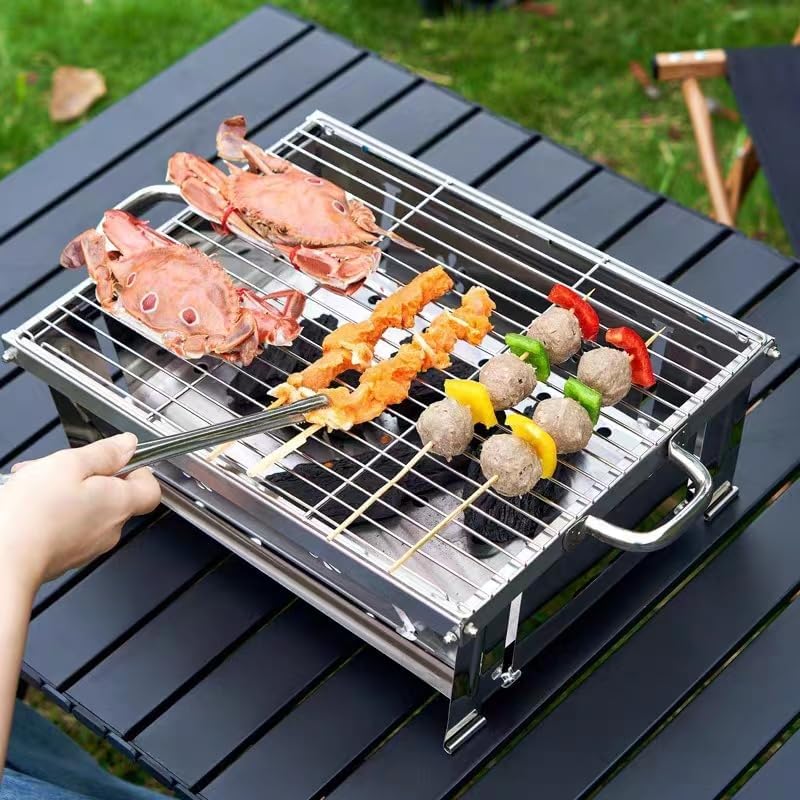 NNJIHU Portable Charcoal BBQ Grill Foldable Outdoor Garden Beach Lightweight NEW