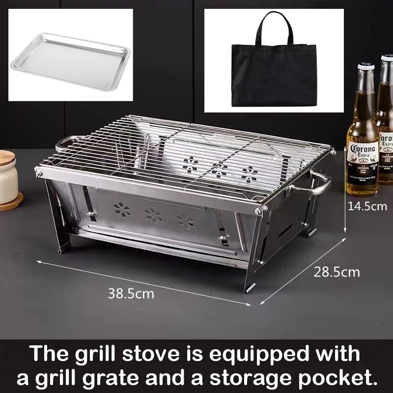 NNJIHU Portable Charcoal BBQ Grill Foldable Outdoor Garden Beach Lightweight NEW