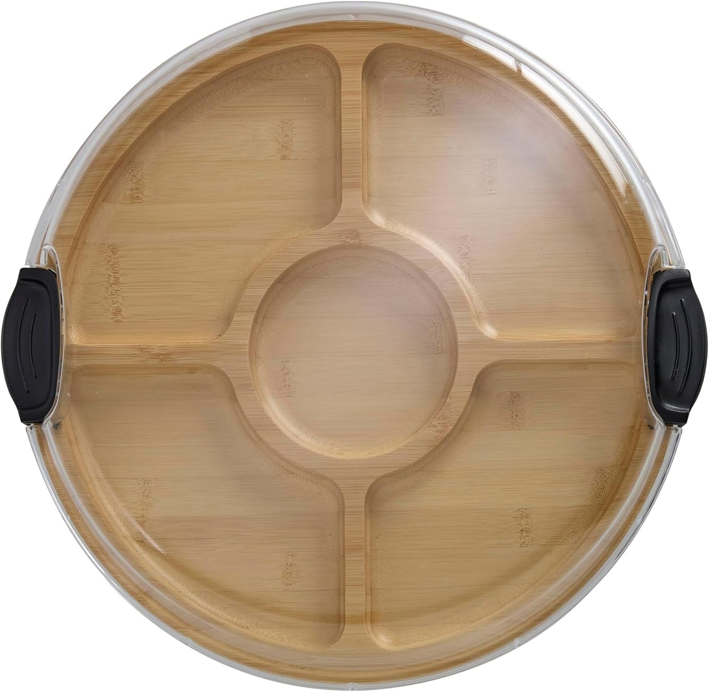 Elegant Bamboo Cheese Serving Board with Clear Locking Lid NEW