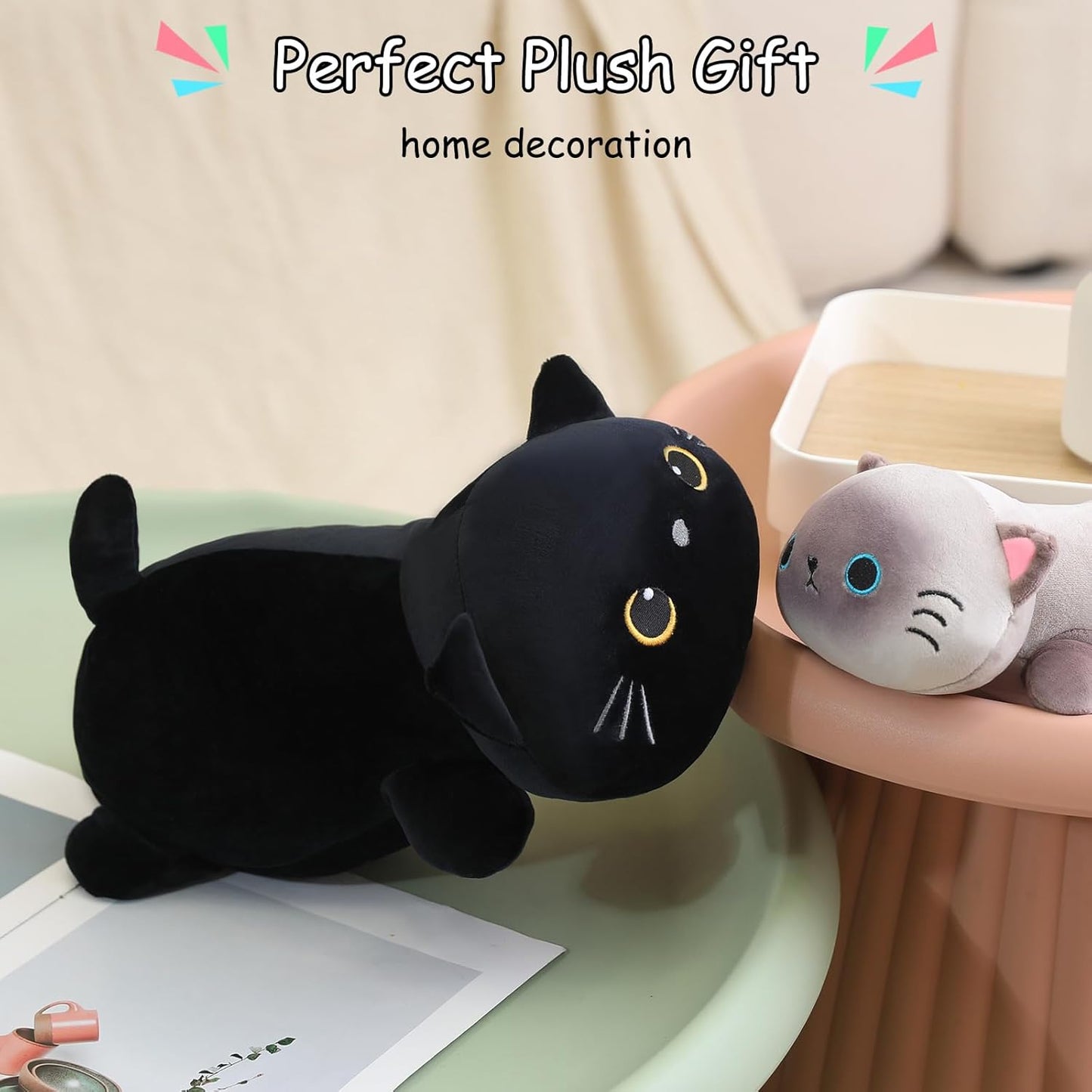 SQEQE Weighted Black Cat Plush Stuffed Animal Cute Toy Large 60CM Size DEMO