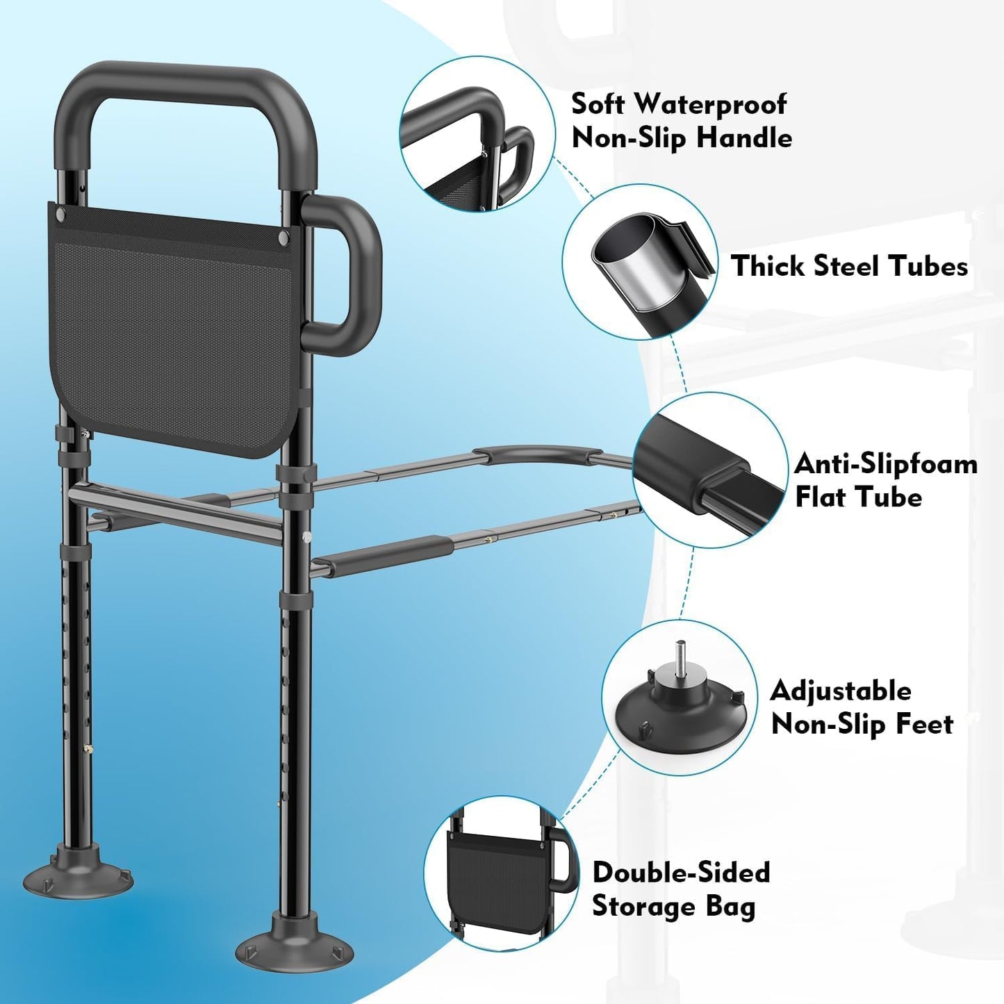 Telfun Adjustable Bed Rails for Elderly Safety ASTM Approved Bedroom DEMO