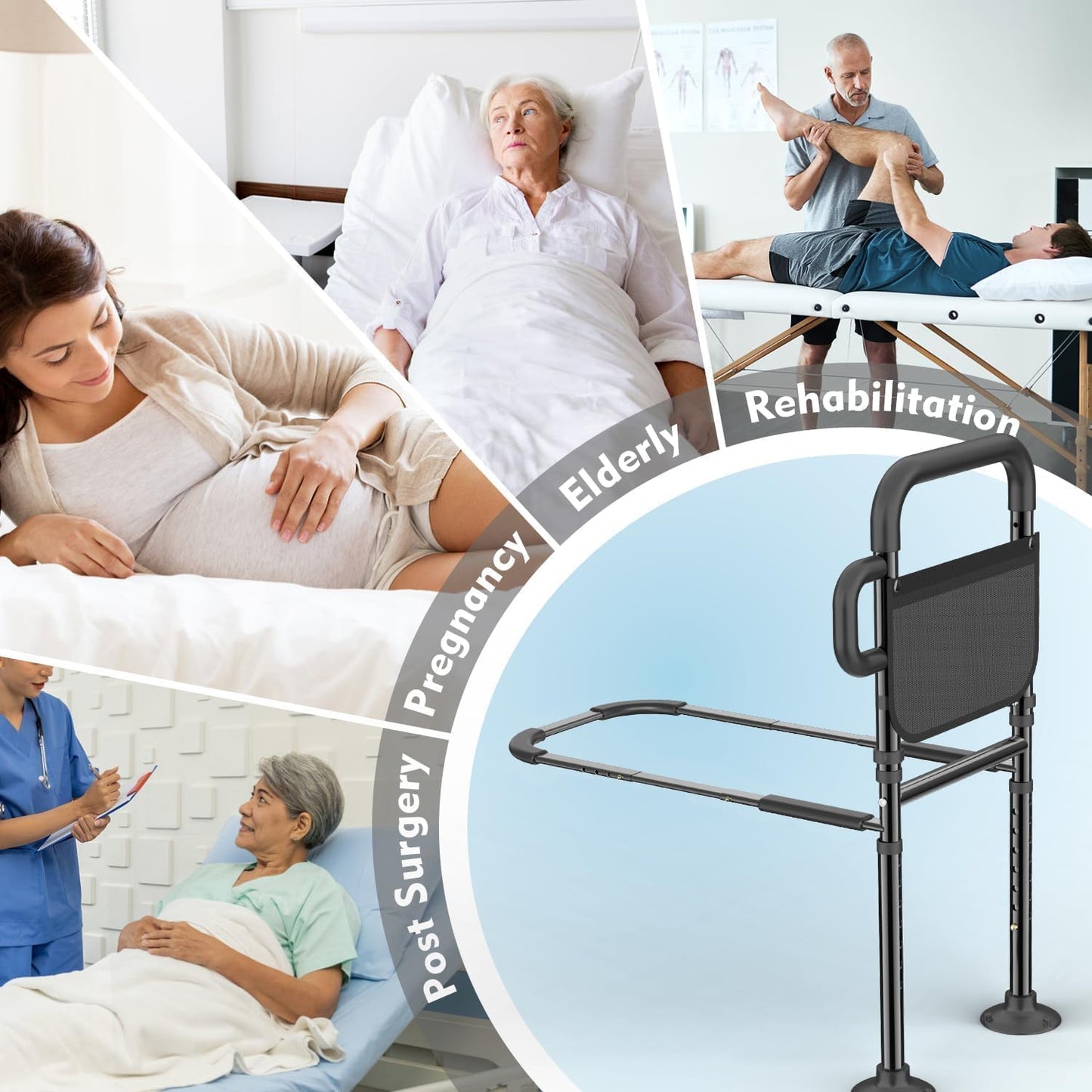 Telfun Adjustable Bed Rails for Elderly Safety ASTM Approved Bedroom DEMO