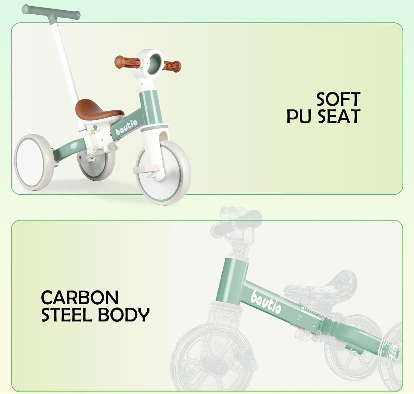 Bautia 5-in-1 Trikes Baby Balance Trike Toddler Tricycle with Push Handle NEW