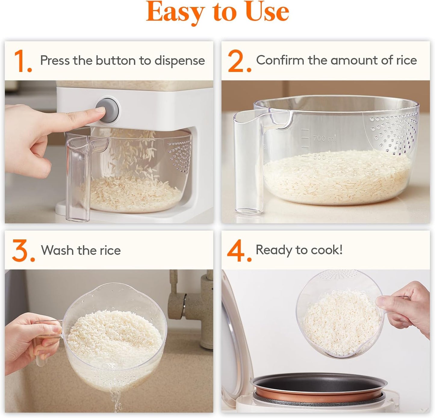 Lifewit Clear Rice Container 25.4 Lb Dispenser with Visible Barrel 33.71 x NEW