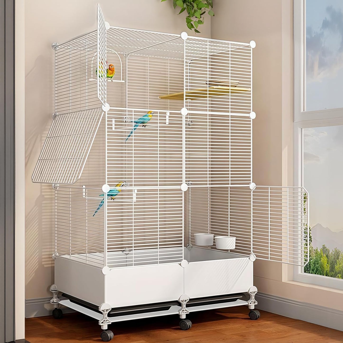 Uandhome Bird Birdcages Cage for Parakeets, Parrotlets, Cockatiels, DEMO