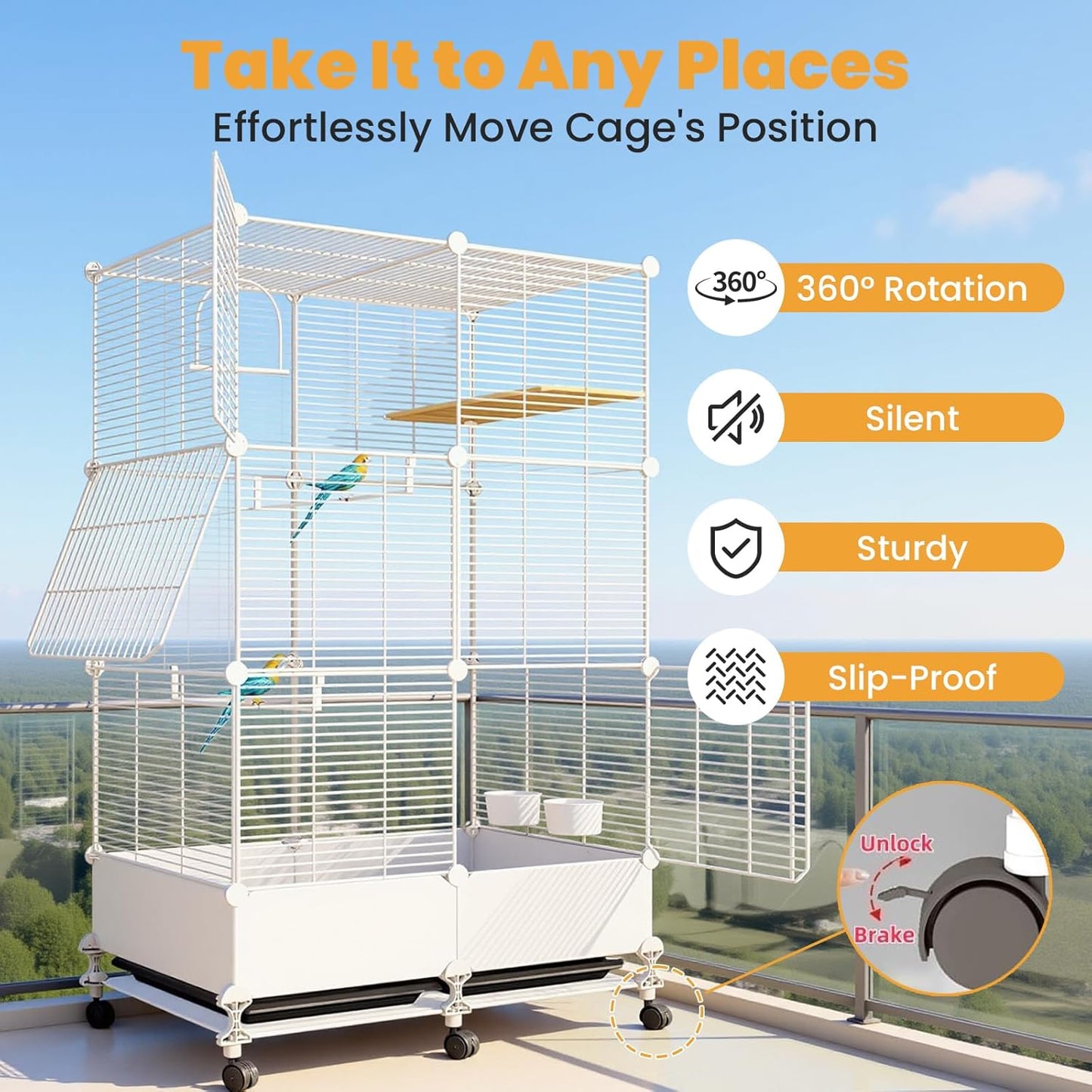 Uandhome Bird Birdcages Cage for Parakeets, Parrotlets, Cockatiels, DEMO