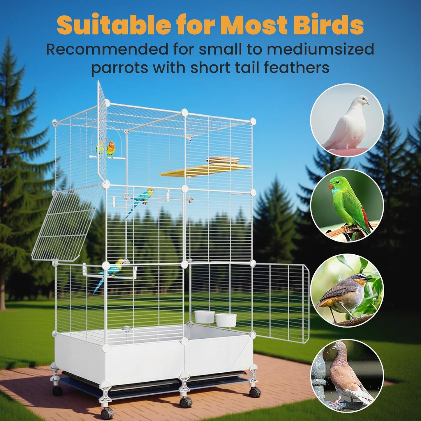 Uandhome Bird Birdcages Cage for Parakeets, Parrotlets, Cockatiels, DEMO