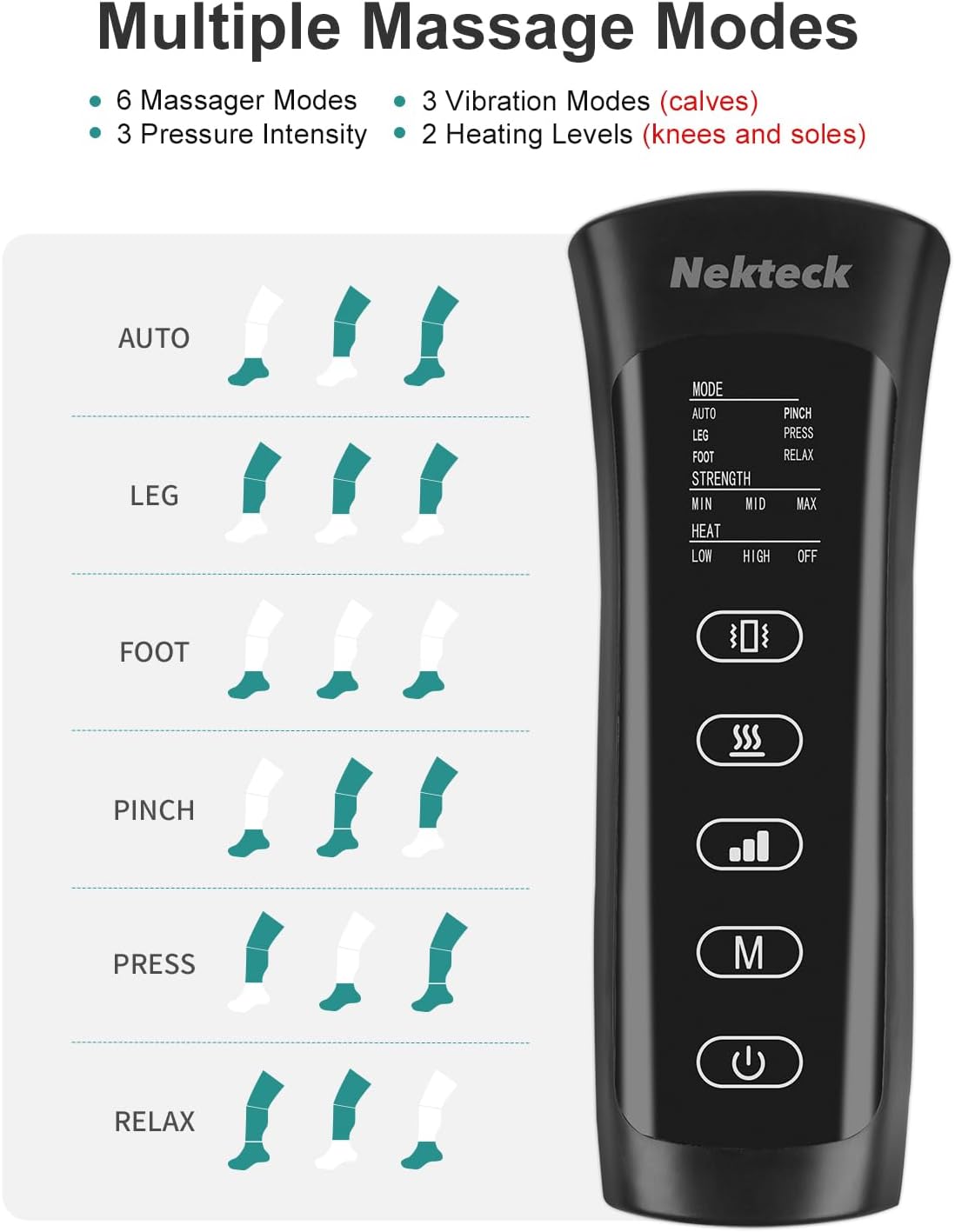 Nekteck Air Compression Leg Massager for Circulation and Pain Relief Gray NEW