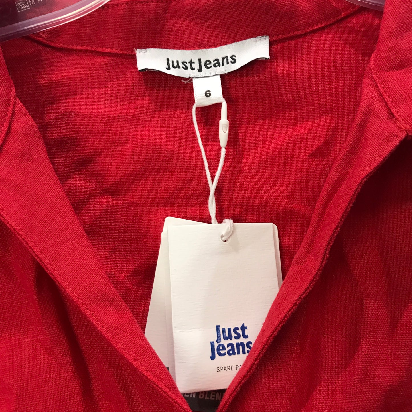 Just Jeans Flowing Linen Blend Dress Women's Comfortable Red Size 6 NEW