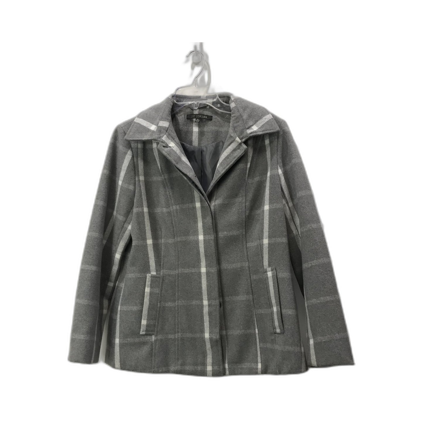 Liz Jordan Plaid Blazer Jacket Women Gray Size 10