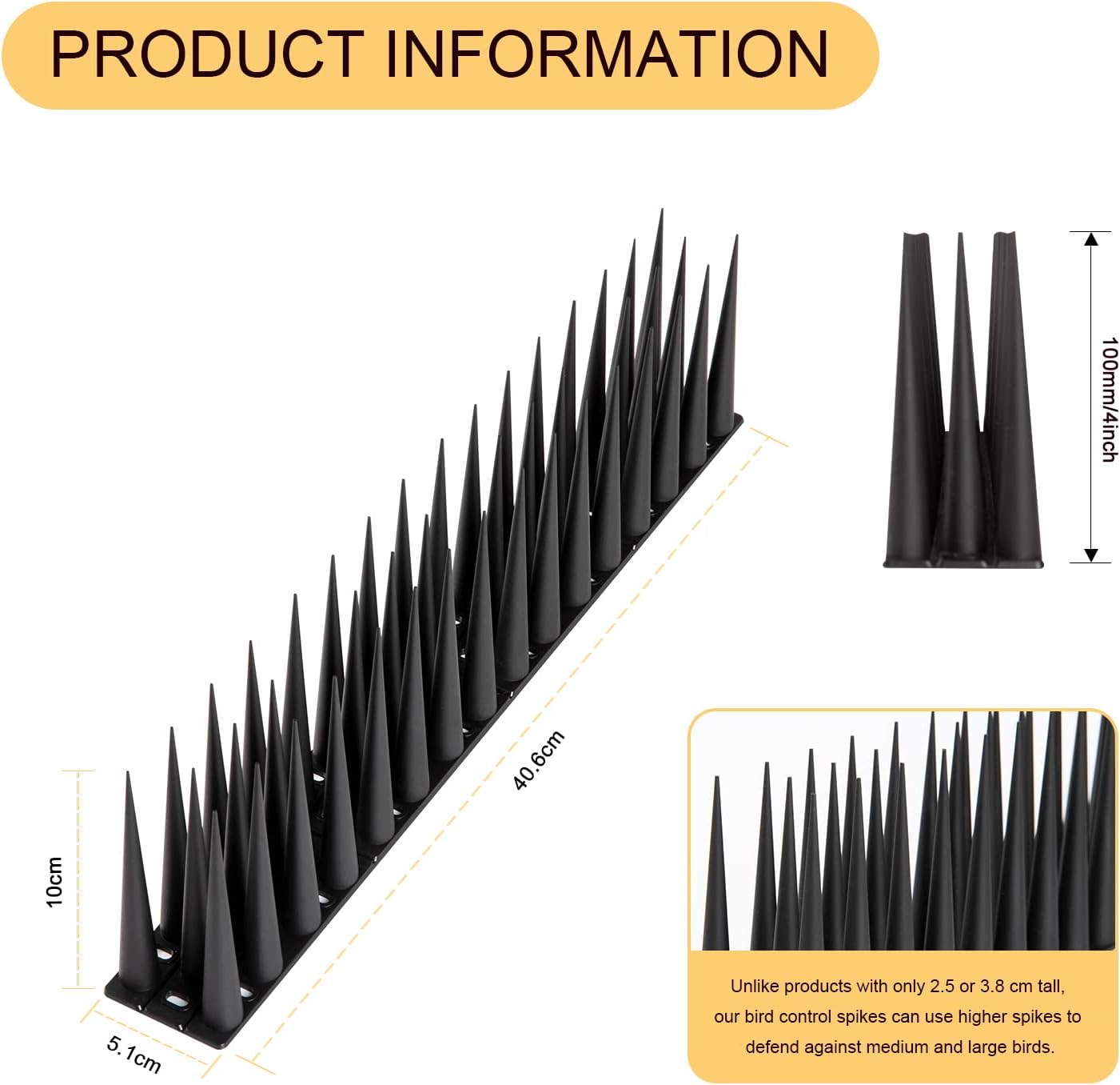OFFO Black Bird Spikes to Deter Pigeons, Sparrows & Other Pests 10Pack NEW