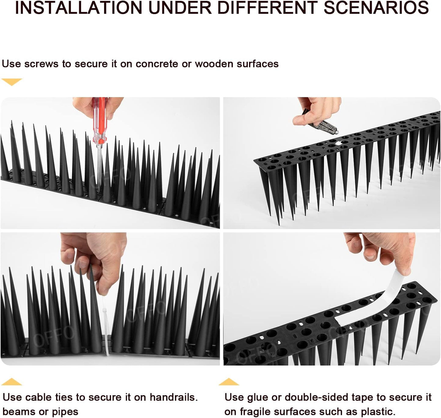 OFFO Black Bird Spikes to Deter Pigeons, Sparrows & Other Pests 10Pack NEW