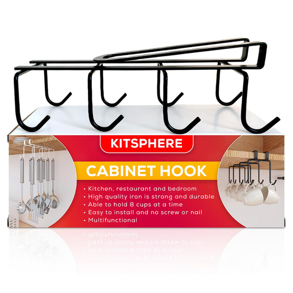 Kitsphere Kitchen Utensil Holder Rack Under Cabinet Hanging Organizer Black NEW