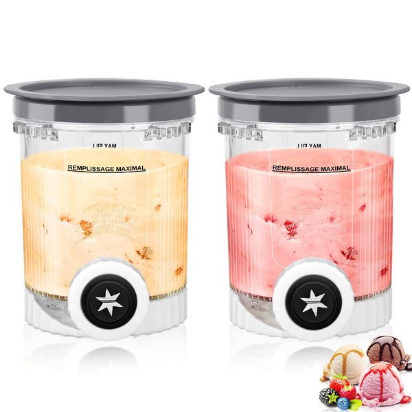 2-Pack Pint Containers for Ninja Ice Cream & Soft Serve Makers Cyan Blue NEW