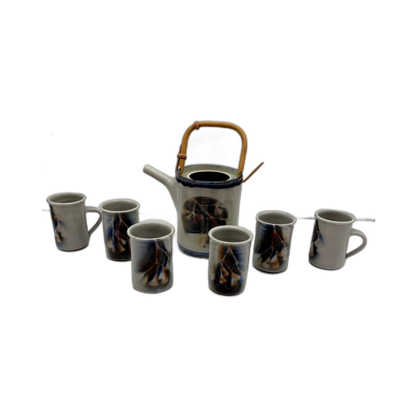 Handcrafted Jan Lewis 7Pce Ceramic Teapot Set in Multi Color Australiana