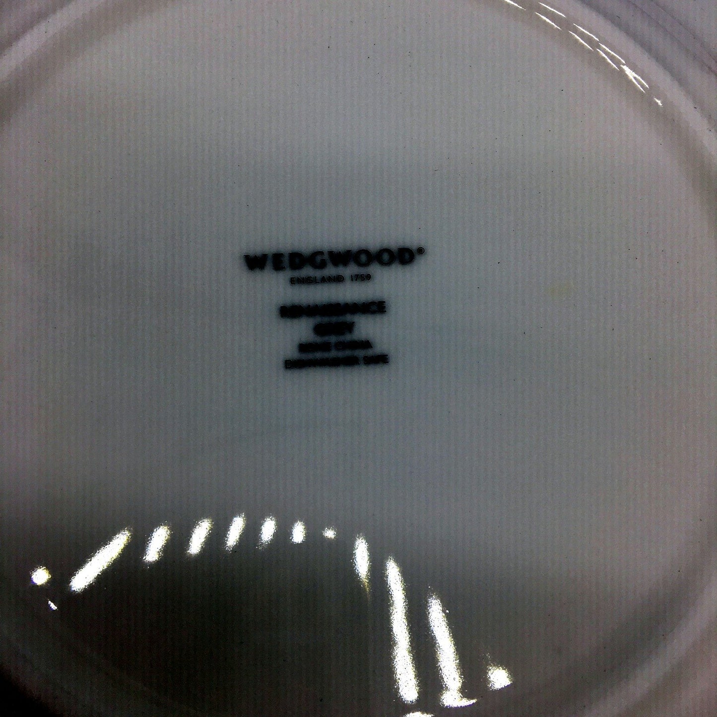 Wedgwood Porcelain Plate Renaissance Assiette White with Grey Rim 8.1-Inch NEW