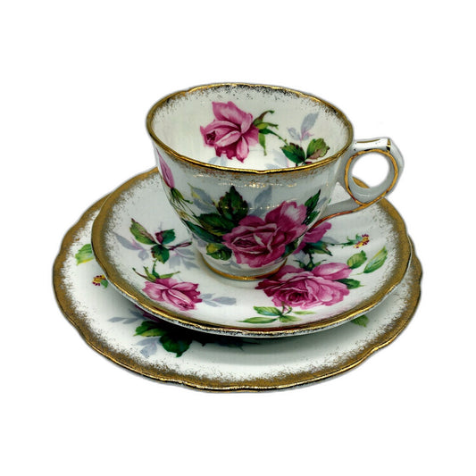 Royal Stafford Berkley Rose Bone China Tea Cup and Saucer Set White with Pink