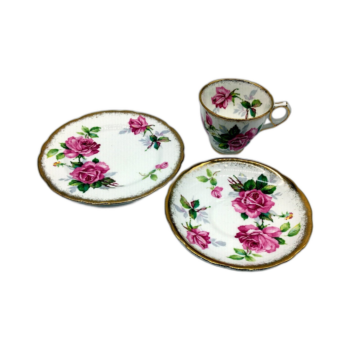 Royal Stafford Berkley Rose Bone China Tea Cup and Saucer Set White with Pink