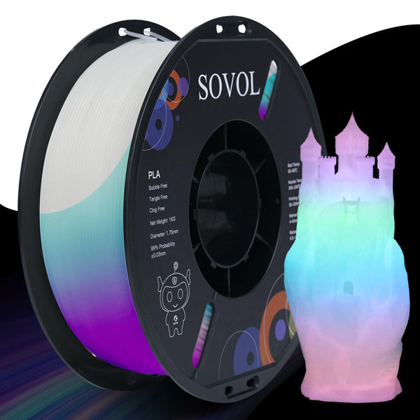 Sovol 3D Printer Glow in the Dark PLA Filament Night Light Multicolor 1kg DEMO