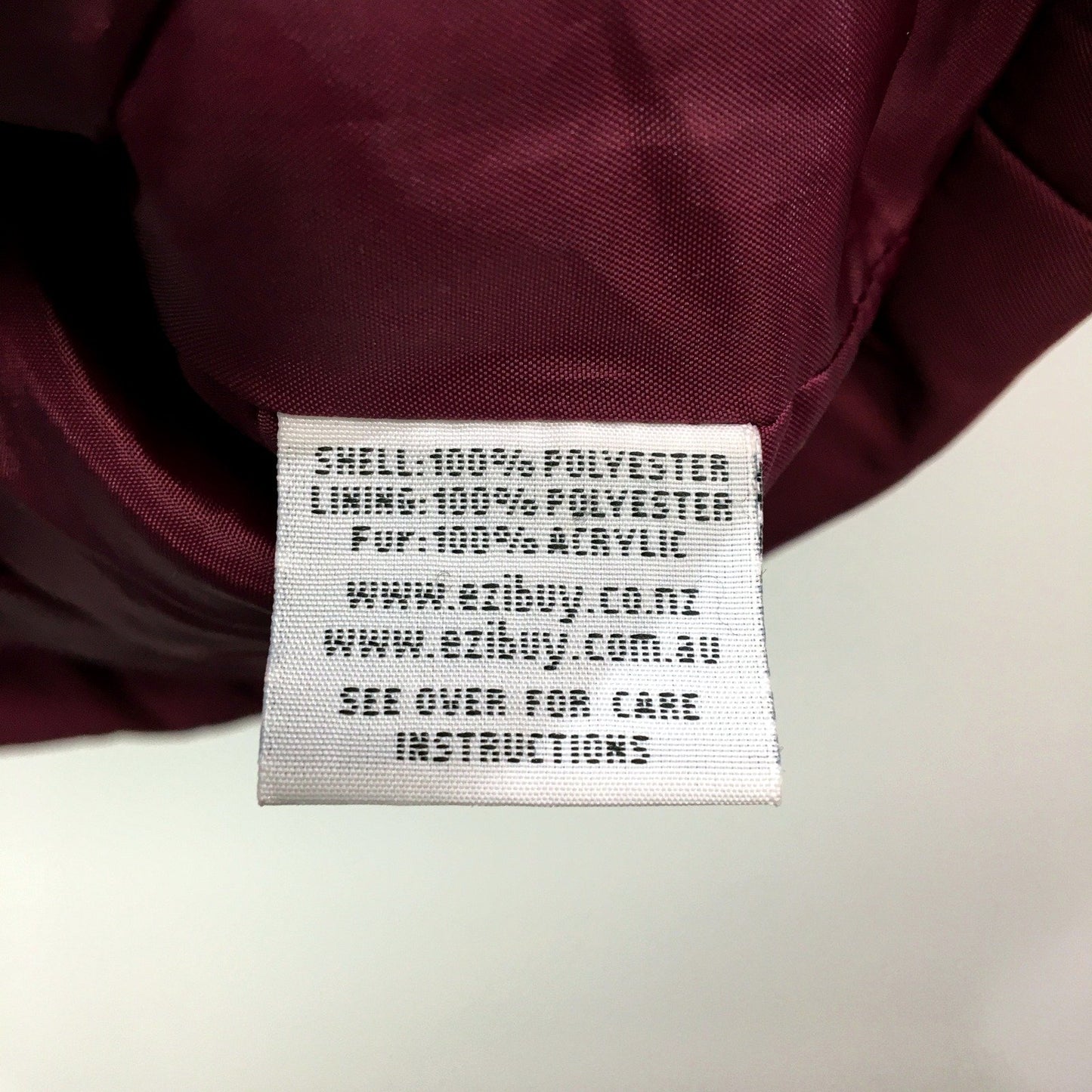 Burgundy Puffer Vest Womens with Faux Fur Trim, Polyester, Size M