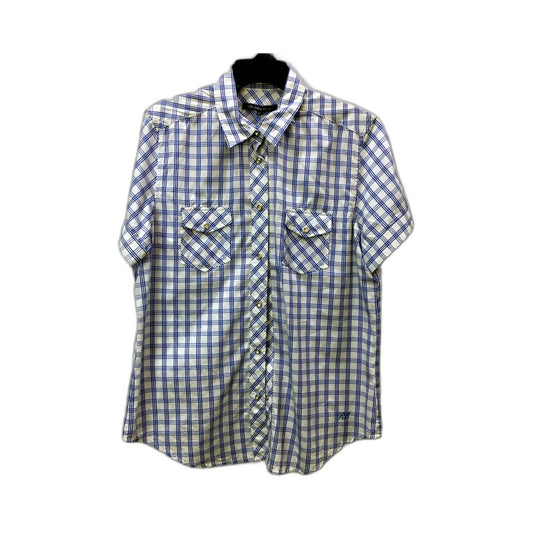 RB Sellars Womens White and Blue Plaid Button-Down Shirt in Size 12
