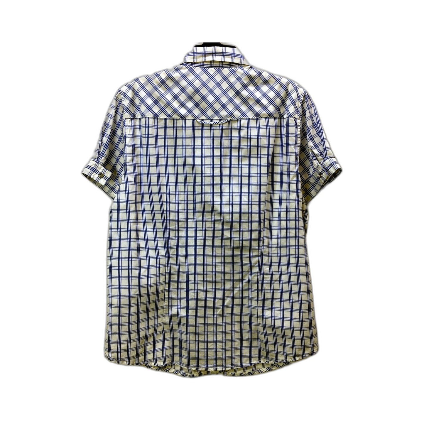 RB Sellars Womens White and Blue Plaid Button-Down Shirt in Size 12
