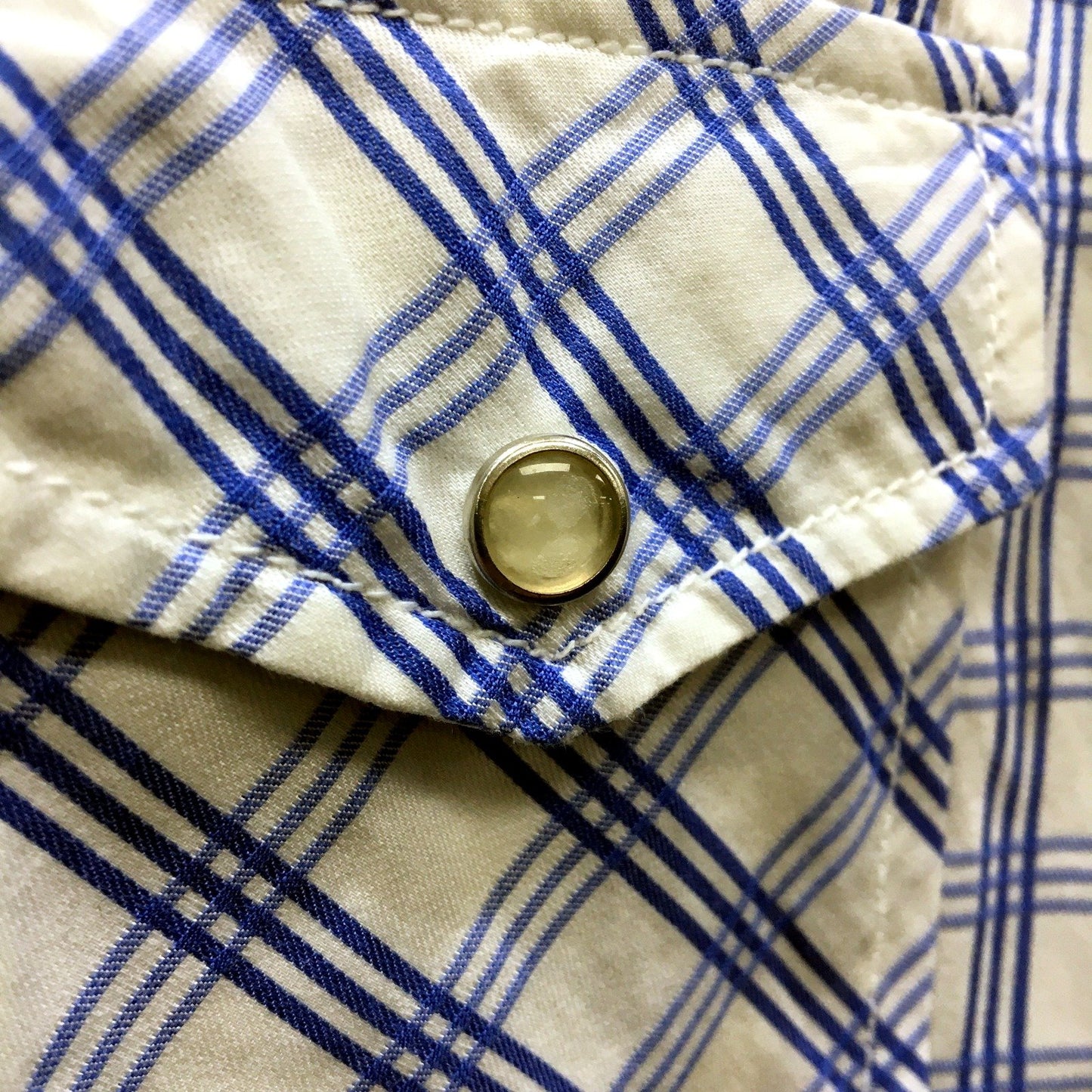 RB Sellars Womens White and Blue Plaid Button-Down Shirt in Size 12