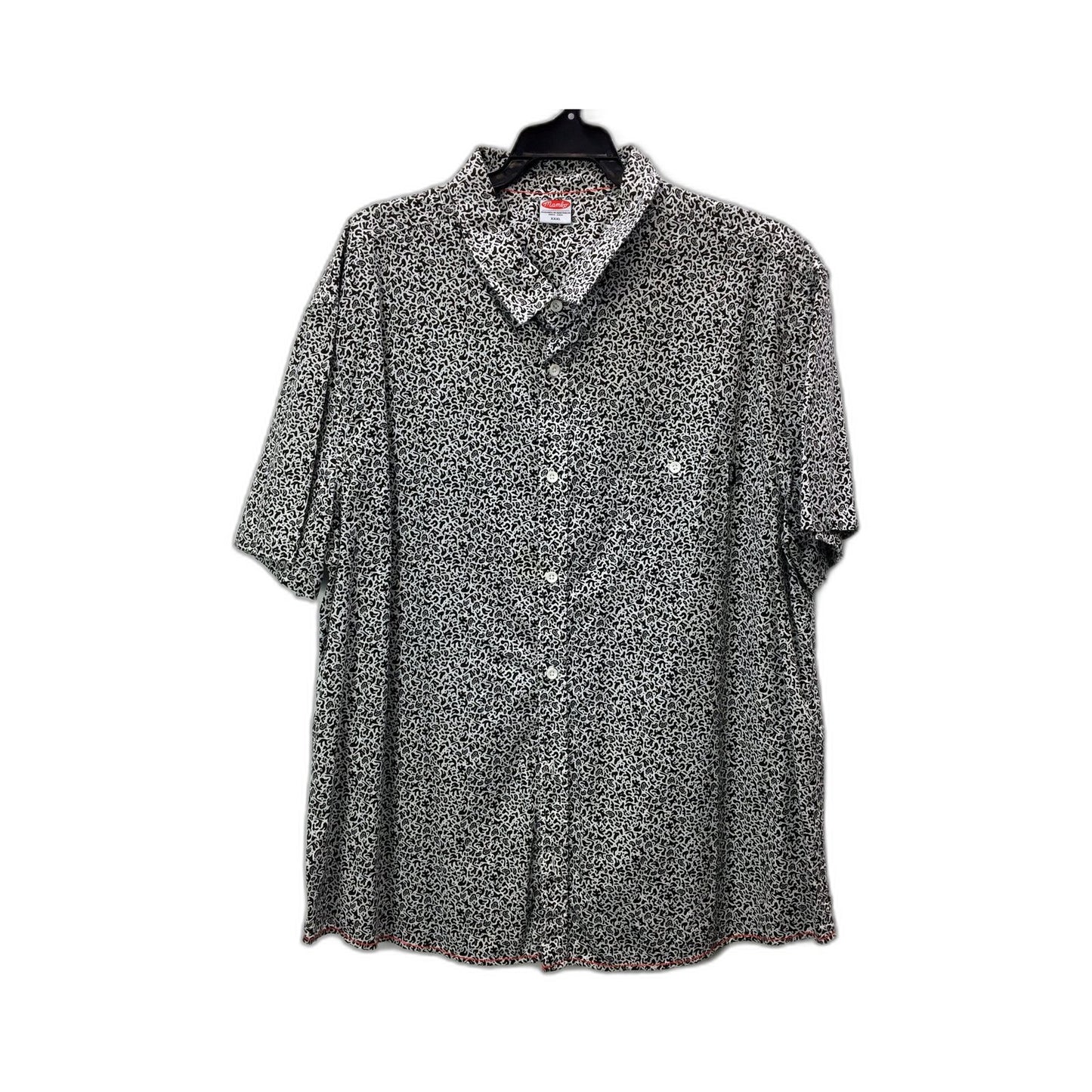 Mambo Mens Button-Down Shirt Black and White Leopard Print Cotton Casual NEW