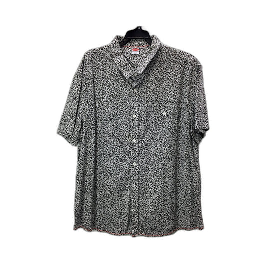 Mambo Mens Button-Down Shirt Black and White Leopard Print Cotton Casual NEW