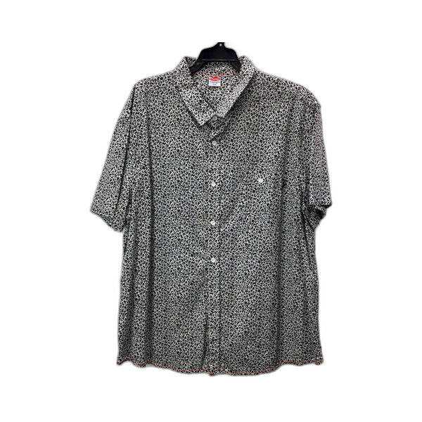 Mambo Mens Button-Down Shirt Black and White Leopard Print Cotton Casual NEW