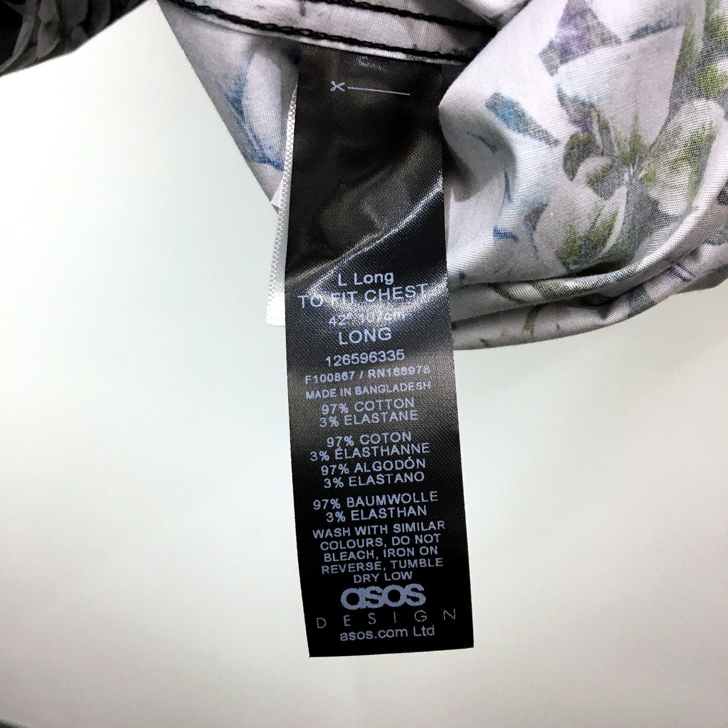 ASOS Design Mens Button-Down Shirt Floral Print Long Sleeve Cotton Size L NEW