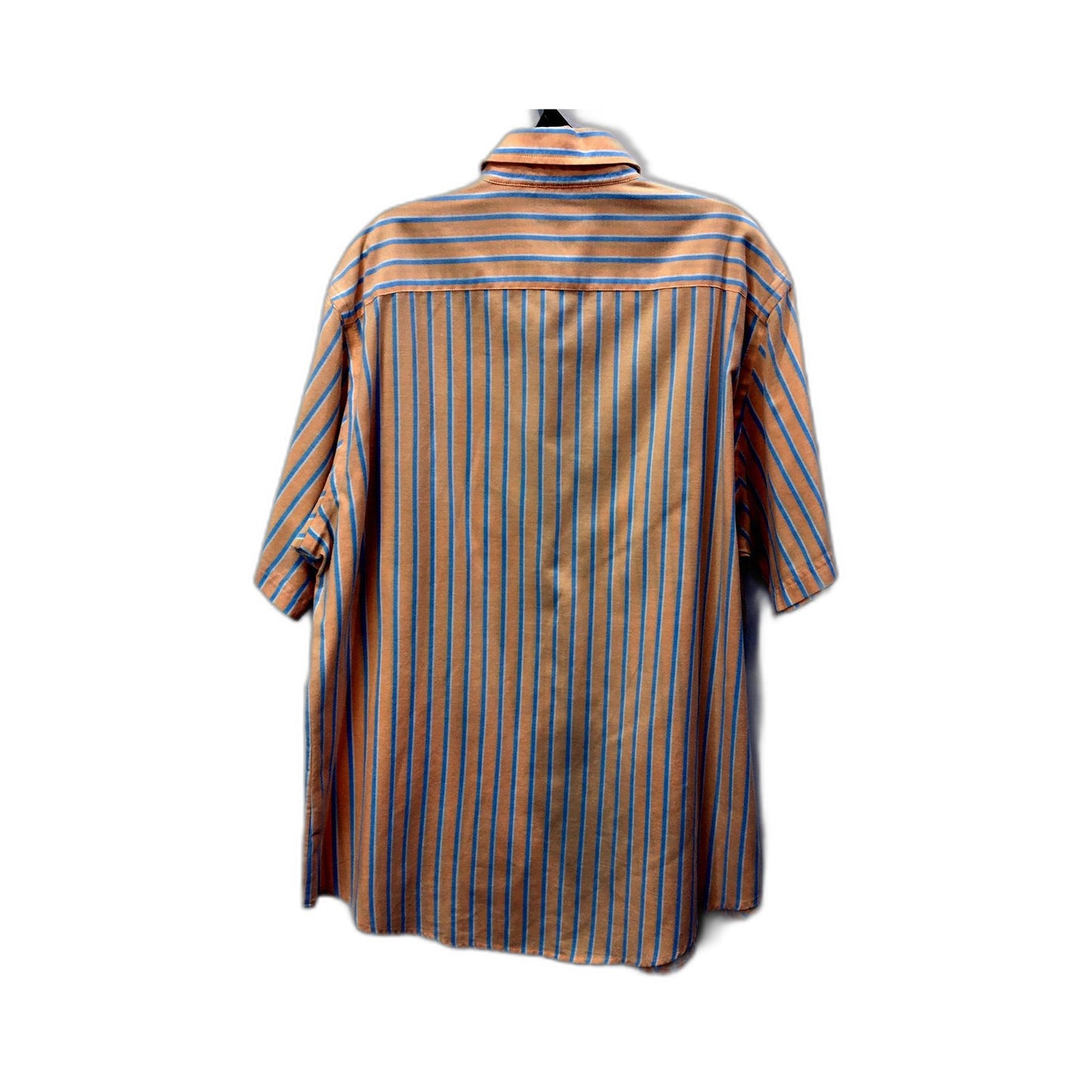 Croft & Barrow Mens Button-Down Shirt Tan Blue Striped Cotton Blend Size L