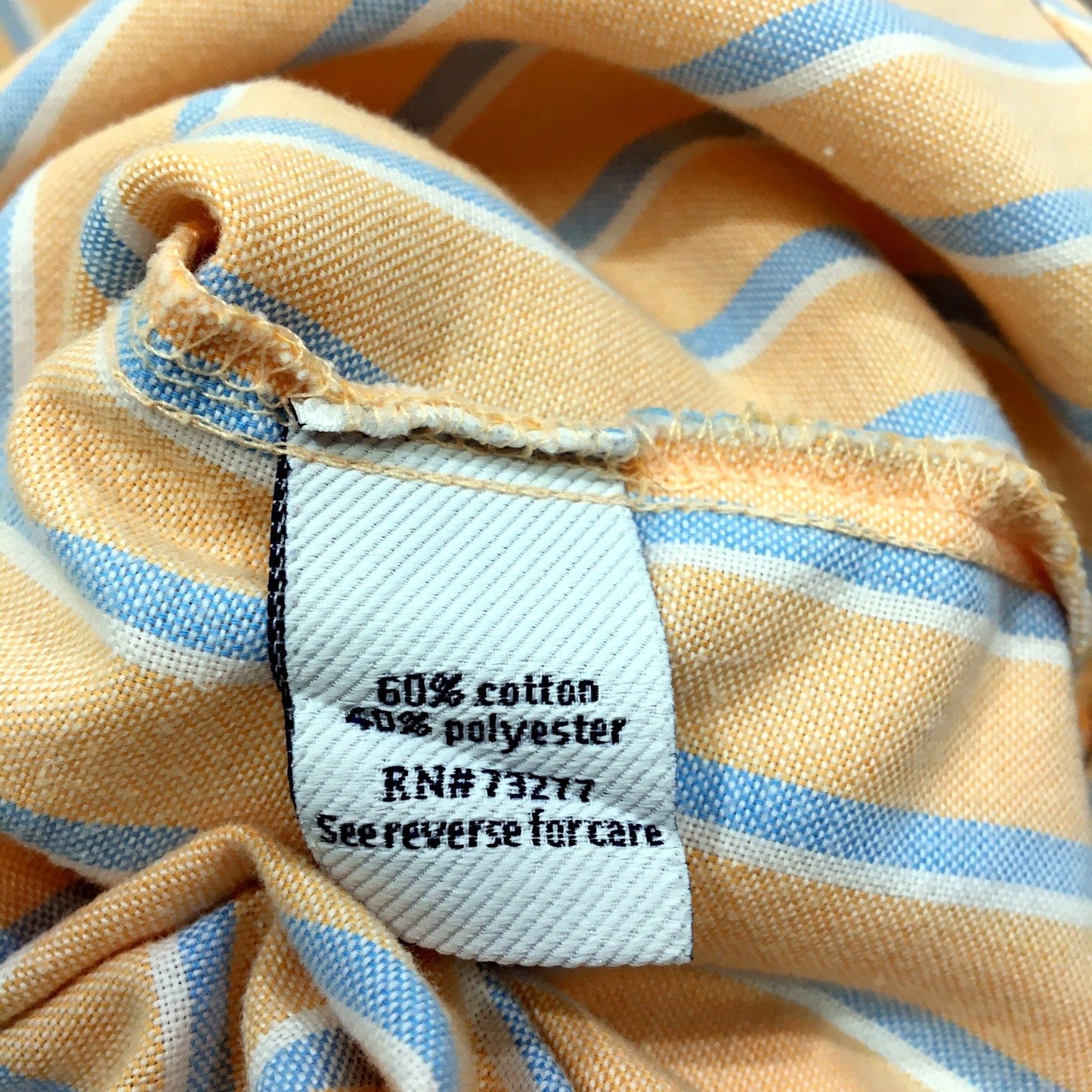 Croft & Barrow Mens Button-Down Shirt Tan Blue Striped Cotton Blend Size L