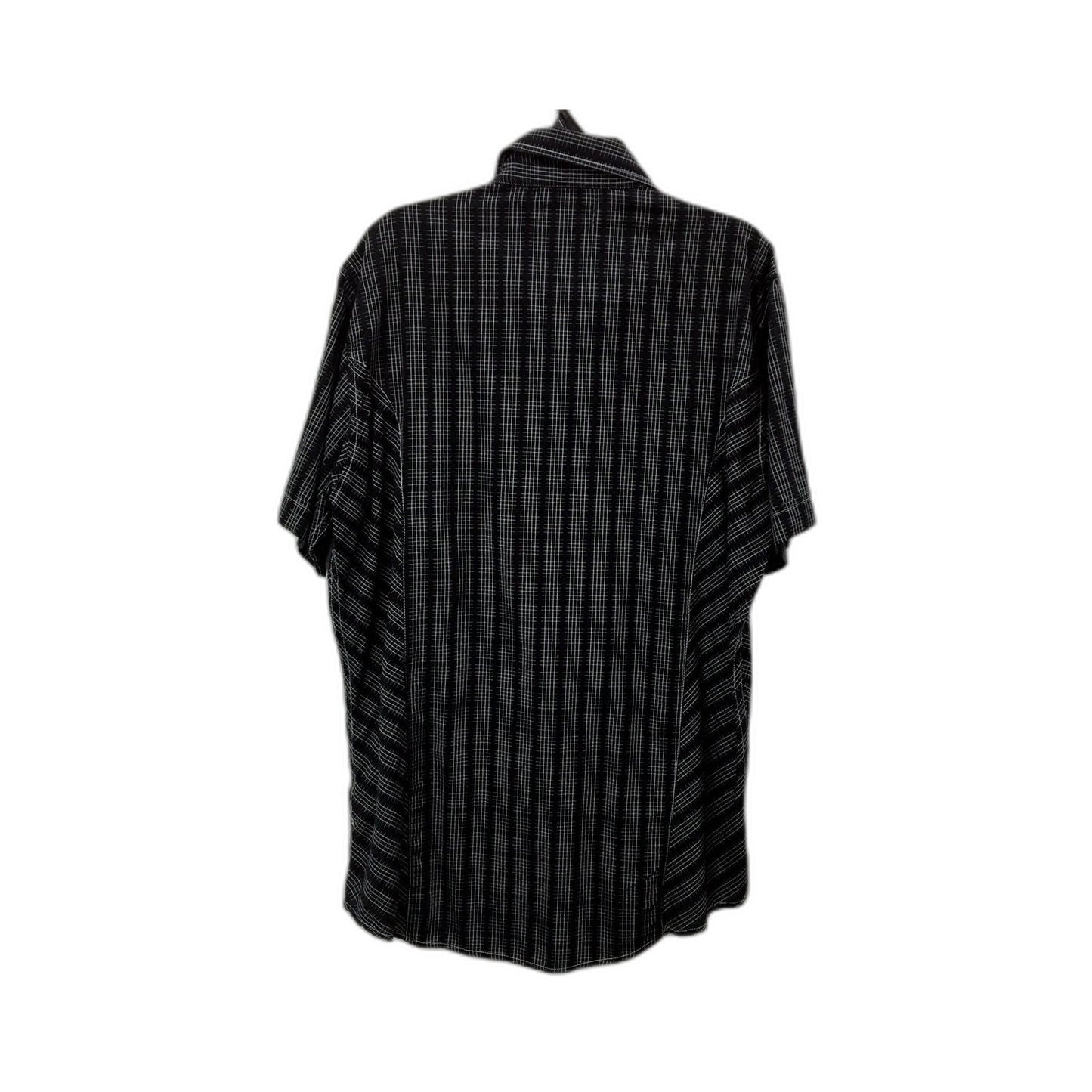 P.O. Box Mens Black and White Plaid Button-Down Shirt Cotton Casual Size L