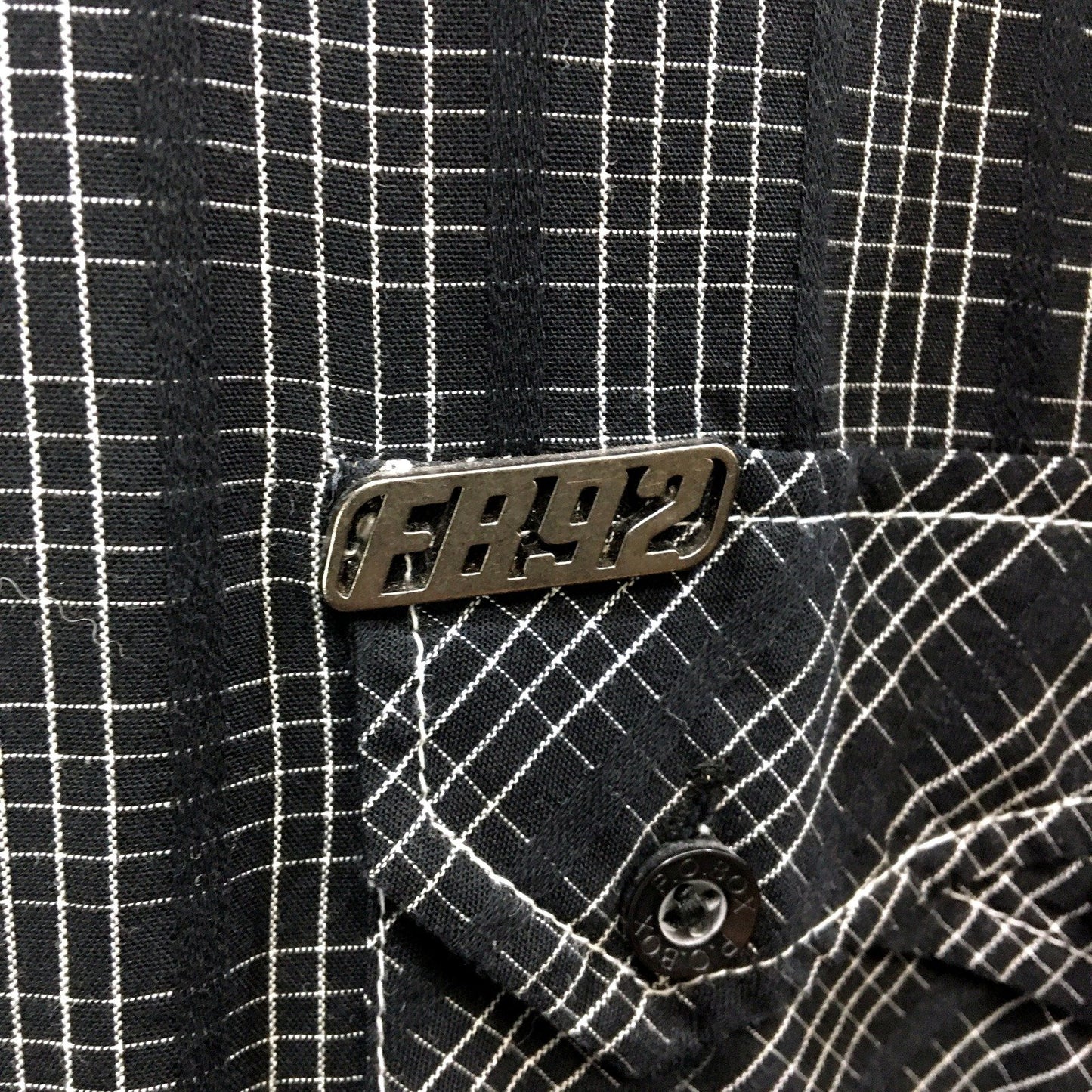 P.O. Box Mens Black and White Plaid Button-Down Shirt Cotton Casual Size L