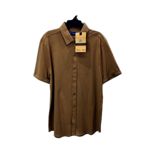 Alim Knit Mens Brown Cotton Casual Shirt with Jersey Design, Size M NEW