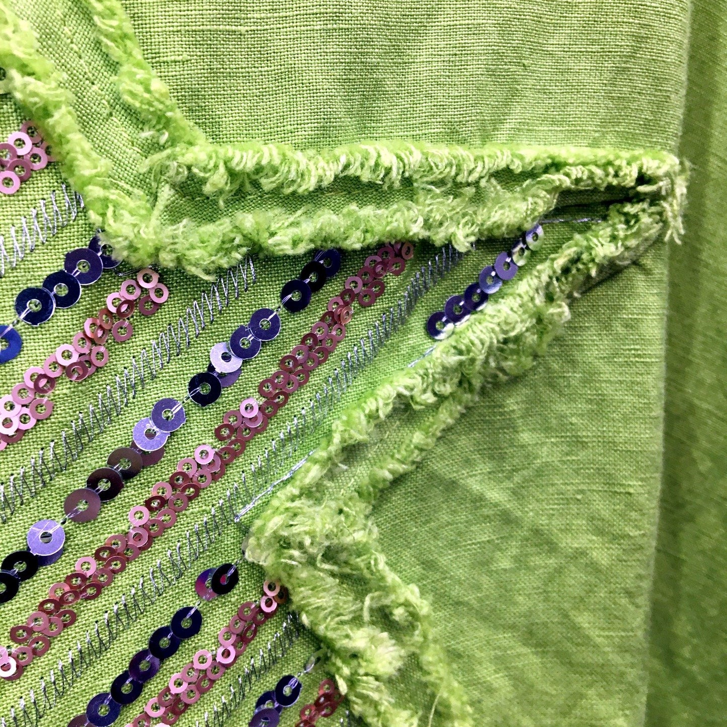 Cali & Co Womens Oversized Linen T-Shirt Lime Green Sequin Star Applique Size