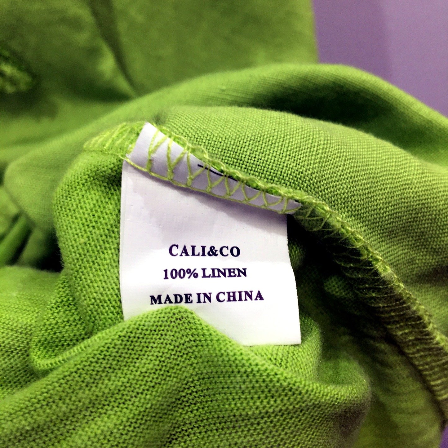 Cali & Co Womens Oversized Linen T-Shirt Lime Green Sequin Star Applique Size