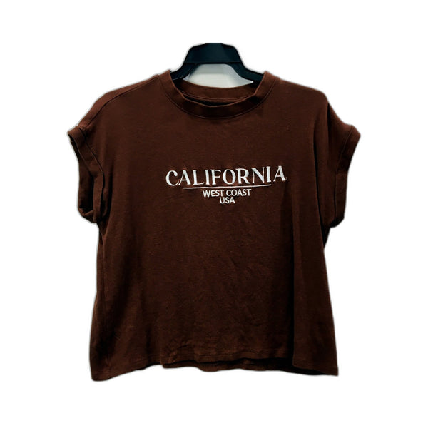 Dannii Minogue Womens Cropped T-Shirt Brown Comfortable Casual Size 10