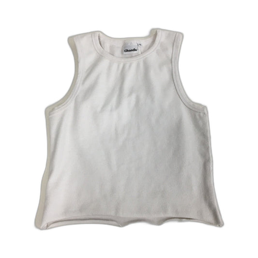 Ghanda Womens Pullover Cropped Tank Top in White, Size 10