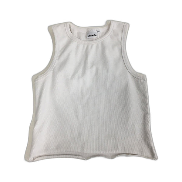 Ghanda Womens Pullover Cropped Tank Top in White, Size 10