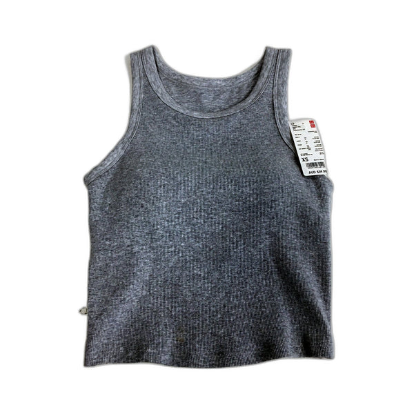 Uniqlo Womens Ribbed Cropped Bra Sleeveless Top in Gray, XS Size NEW