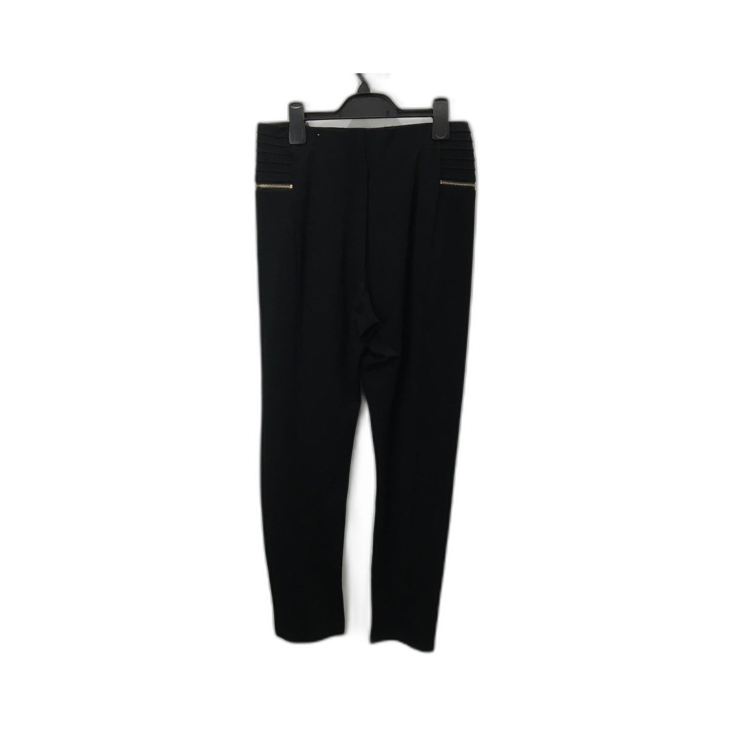Zara Pleated Trousers Women's Black Elastic Waist Pants Size EUR XL