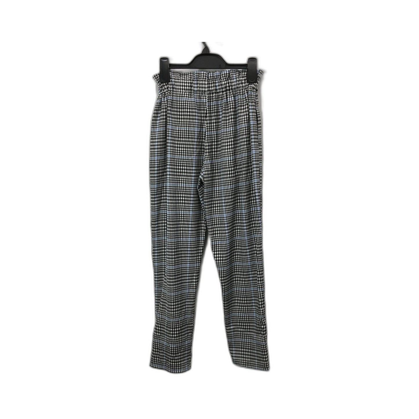 H & M Houndstooth Checkered Elastic Waist Trousers Black and White Women Size 12